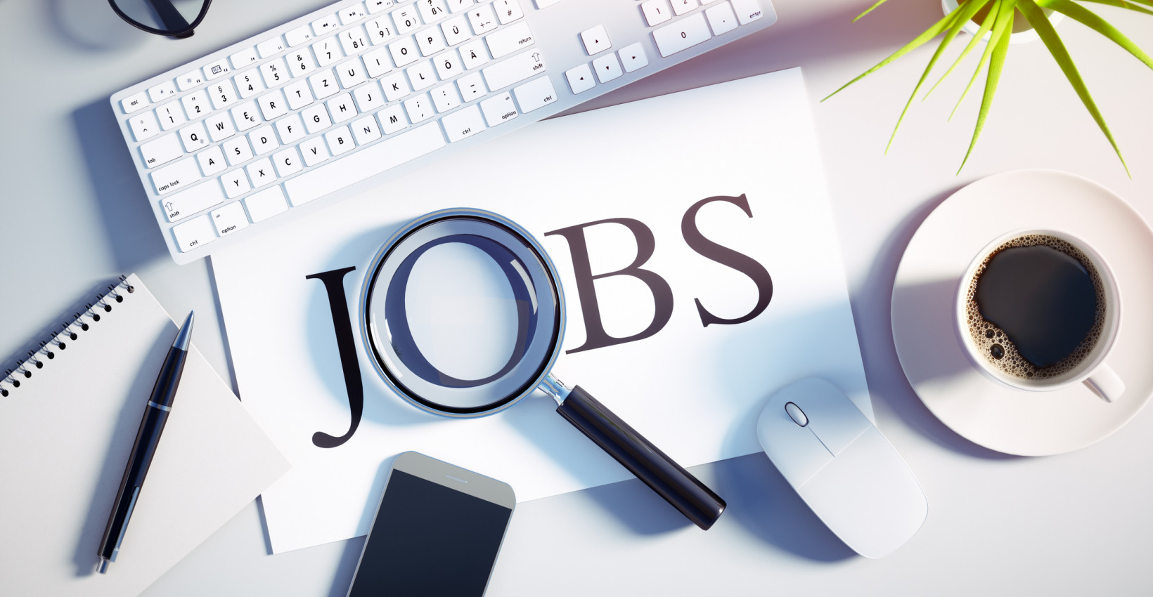 Looking at the word jobs through a magnifying glass