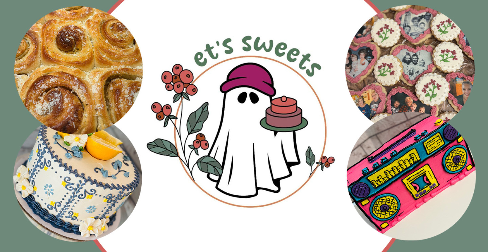 et's sweets logo with pictures of baked goods