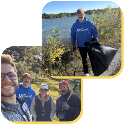 a photo collage of volunteers