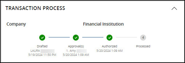 ACH Transaction Process screen shot