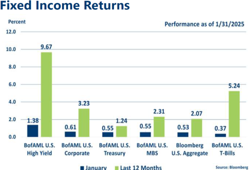 January 2025 Fixed Income indices graph