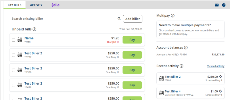 Screenshot of Billpay in UBTgo