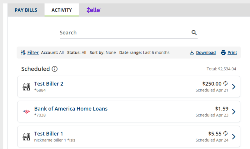 Screenshot of Billpay in UBTgo