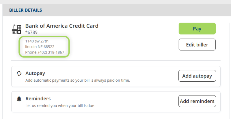 Screenshot of Billpay in UBTgo