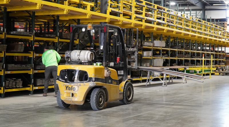 a forklift inside central lumber sales