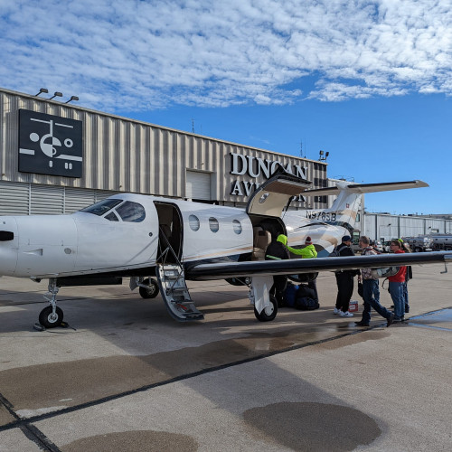 A small plane on a tarmac in Lincoln, Nebraska.
