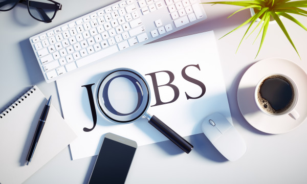 Looking at the word jobs through a magnifying glass