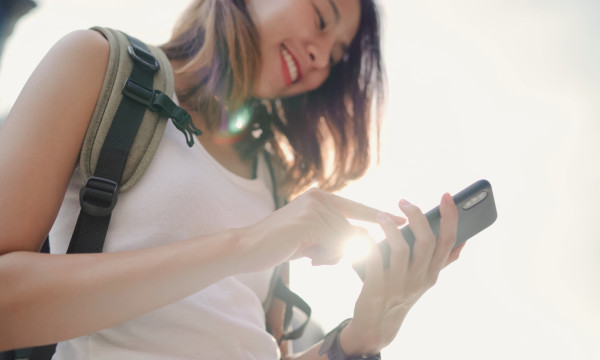 Woman using cell phone